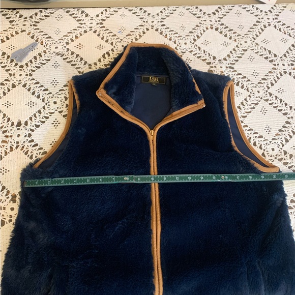 Lucky & Blessed Navy Fleece Vest with Tan Trim - So Soft! EUC - Picture 3 of 6